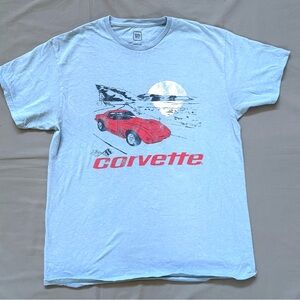 Men’s Gm Official Licensed Corvette Graphic Grey T-Shirt Size Large